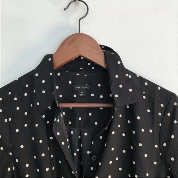 Ann Taylor polka dot shirt dress black and white - Picture 7 of 12